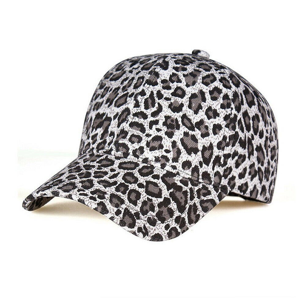 Kvinder leopard baseball cap snapback hat udendørs sport justerbare hætter: Grå