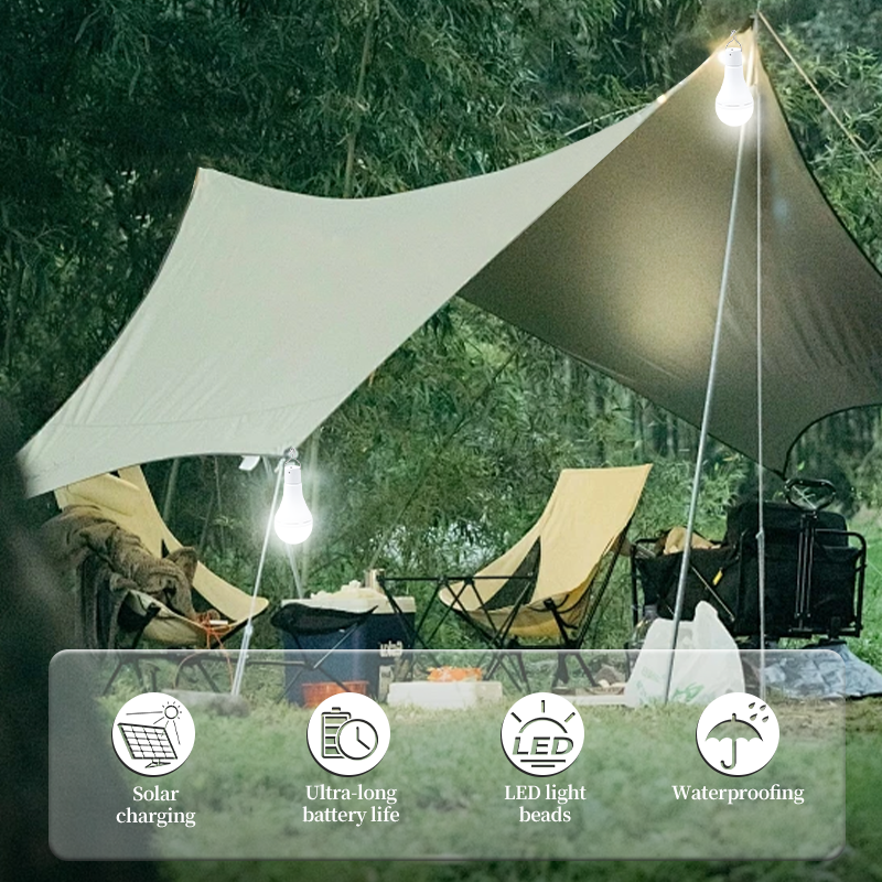 Luz Solar colgante IP68 impermeable con carga USB, lámpara alimentada por luz Solar de emergencia, luces para tienda de campaña al aire libre, luz de emergencia