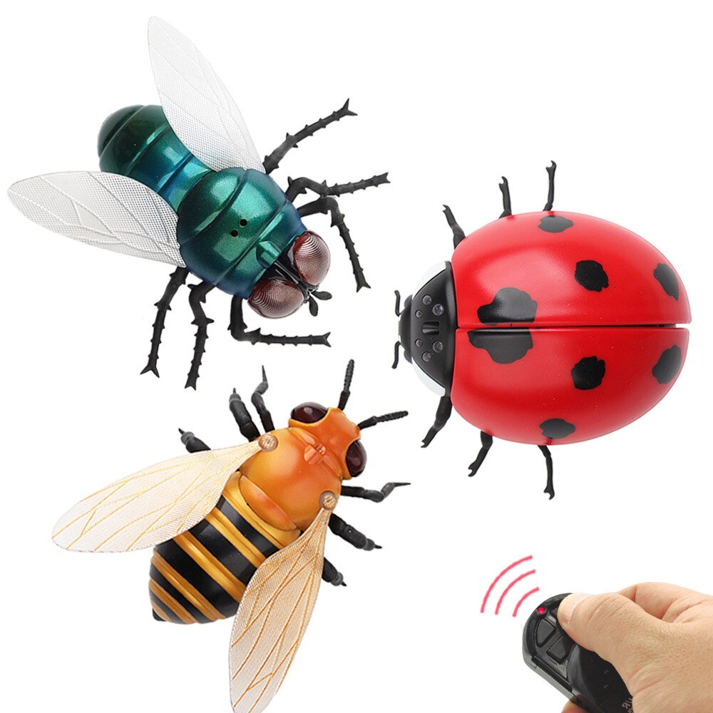 Juguete de insecto a Control remoto, abeja, mariquita, juguetes de broma
