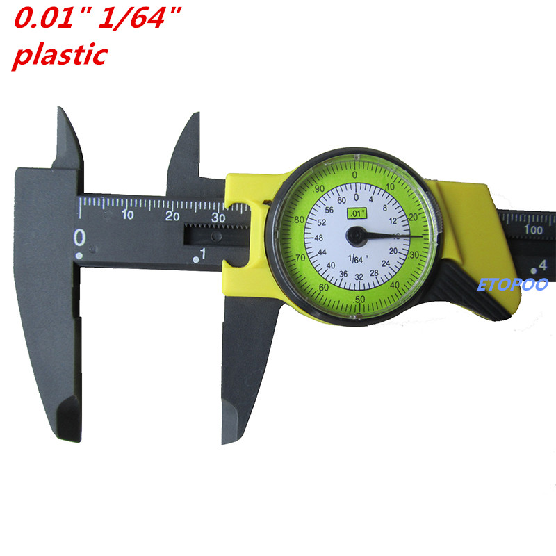 150mm 0.02mm/0.001&quot; stainless steel dial vernier caliper dial gauge plastic dial gauge thickness measuring tools: plastic inch size