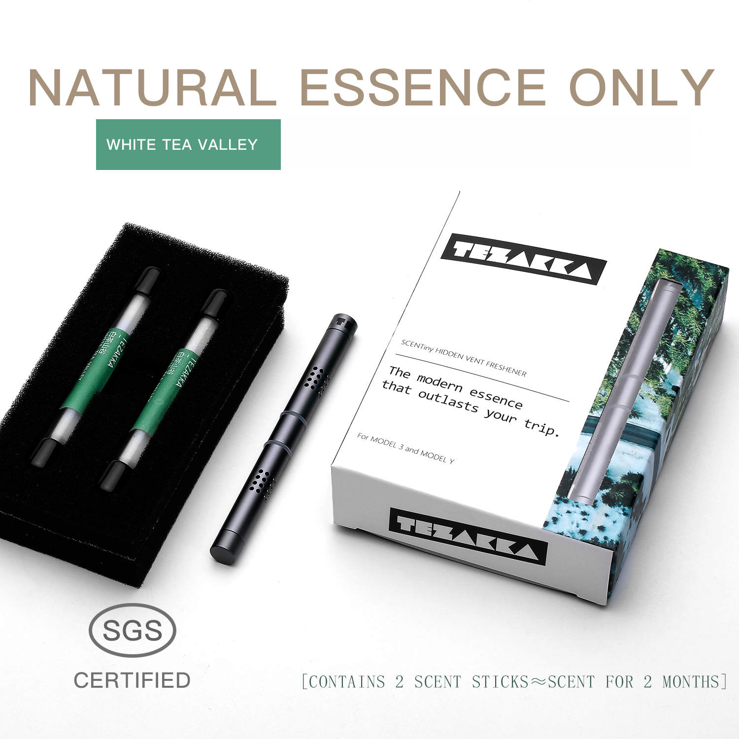 Désodorisant de voiture uniquement pour tableau de bord Tesla modèle 3 Y, parfum d&#39;ornement diffuseur d&#39;odeurs, accessoires d&#39;aromathérapie: White tea valley