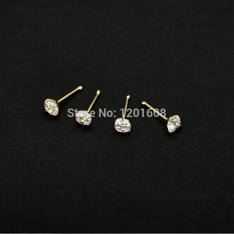 20 Stks/partij 3.0Mm Cubic Zirkoon Neus Stud 925 Sterling Zilveren Piercing Nez Neus Piercing Lichaam Sieraden