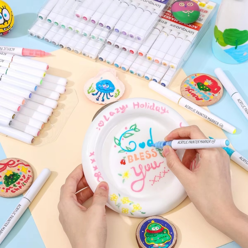Ensemble de marqueurs en acrylique Languo pour documents empilables, stylos à encre à contrôle intelligent, fournitures d'art, ensemble de pinceaux pour étudiants