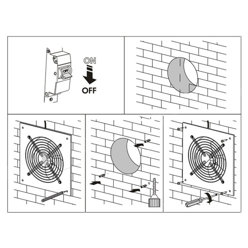 220V Ventilator Extractor Wall Mounted 6 Inch Exhaust Fan Low Noise Home Bathroom Kitchen Garage Air Vent Ventilation White