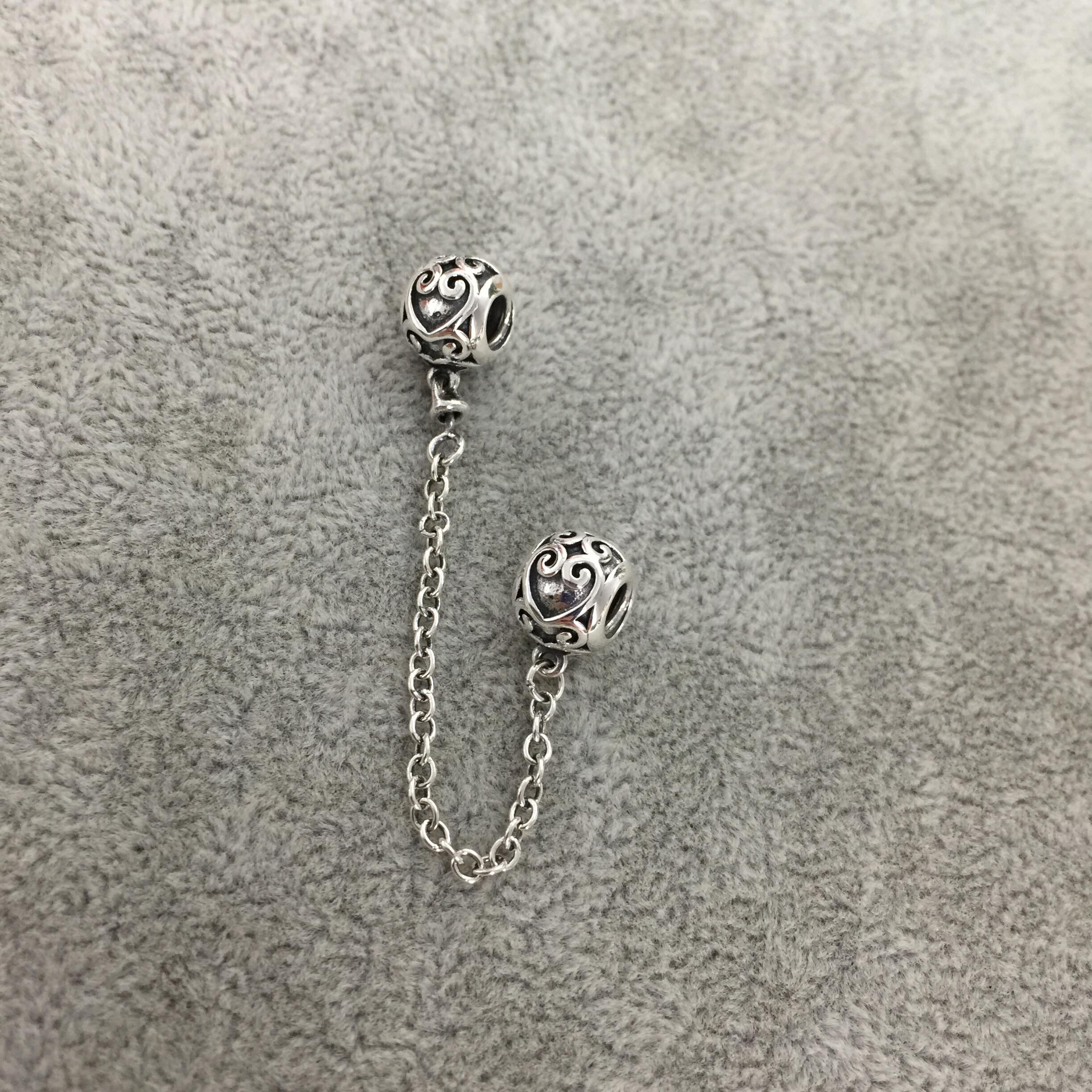 100% 925 Sterling Silver Classic Moon and Stars Ladies Charm Bracelet DIY Accessories Safety Chain: 5023