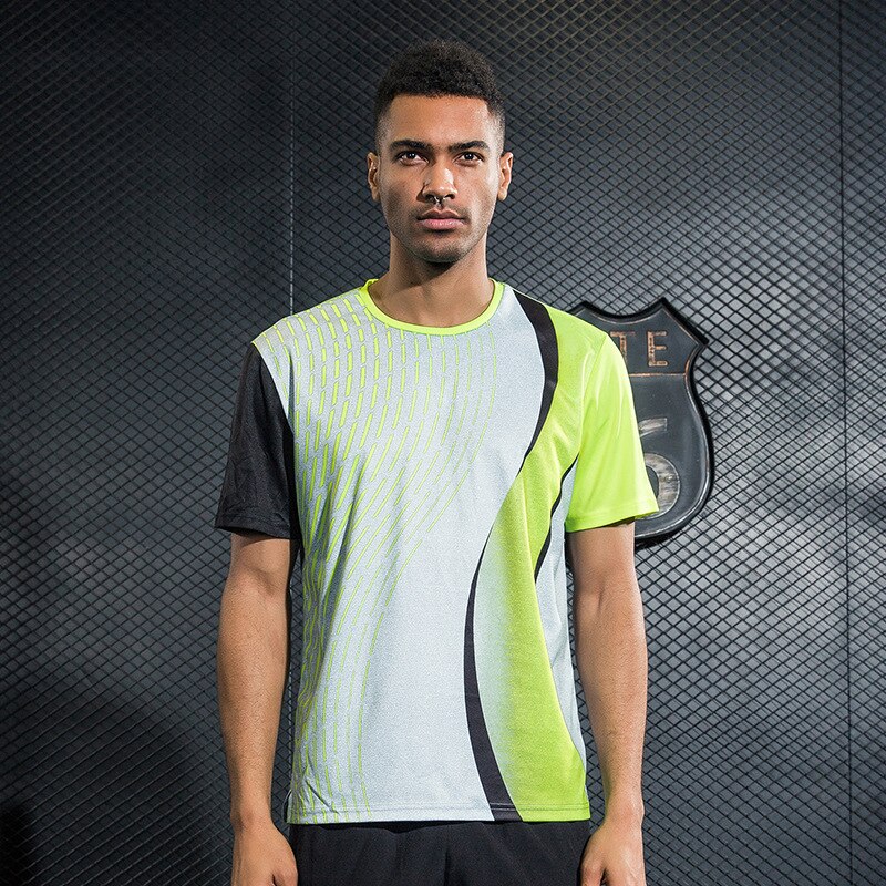 Sport Table Tennis Shirt Printed Breathable Quick Dry Short Sleeve Badminton Shirts Vetement Tennis De Table Tennis Clothes: Men greenstripe / XXL