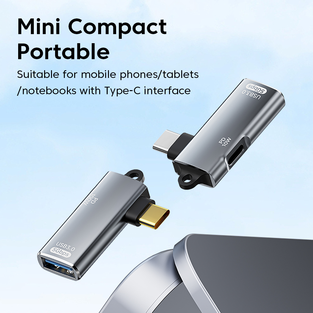 Adapter OTG 2 w 1 Kolanko PD100W Szybkie ładowanie typu C męski na żeński konwerter typu C/USB Złącze słuchawek USB do iphone 15