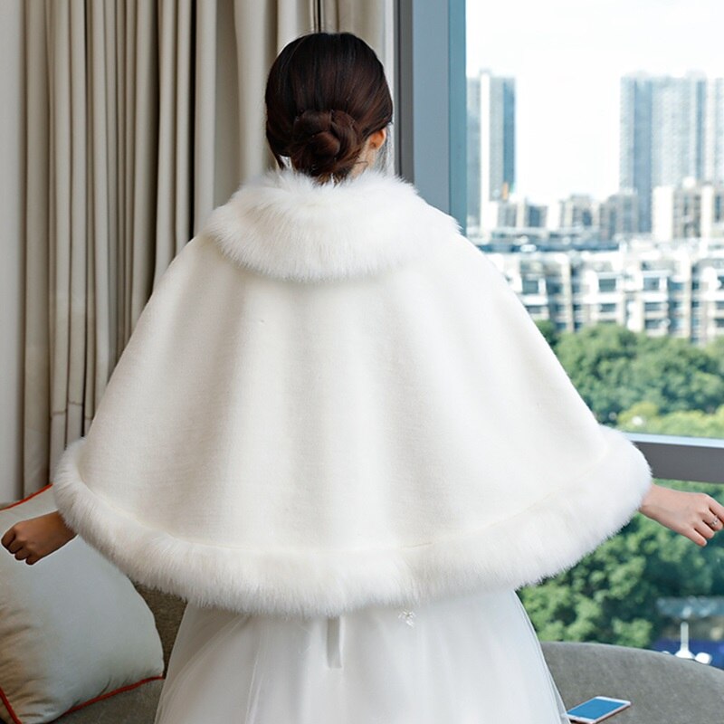 Winter Trouwjurk Cape Bont Faux Jas Sjaal Voor Vrouwen Bridal Party 2022
