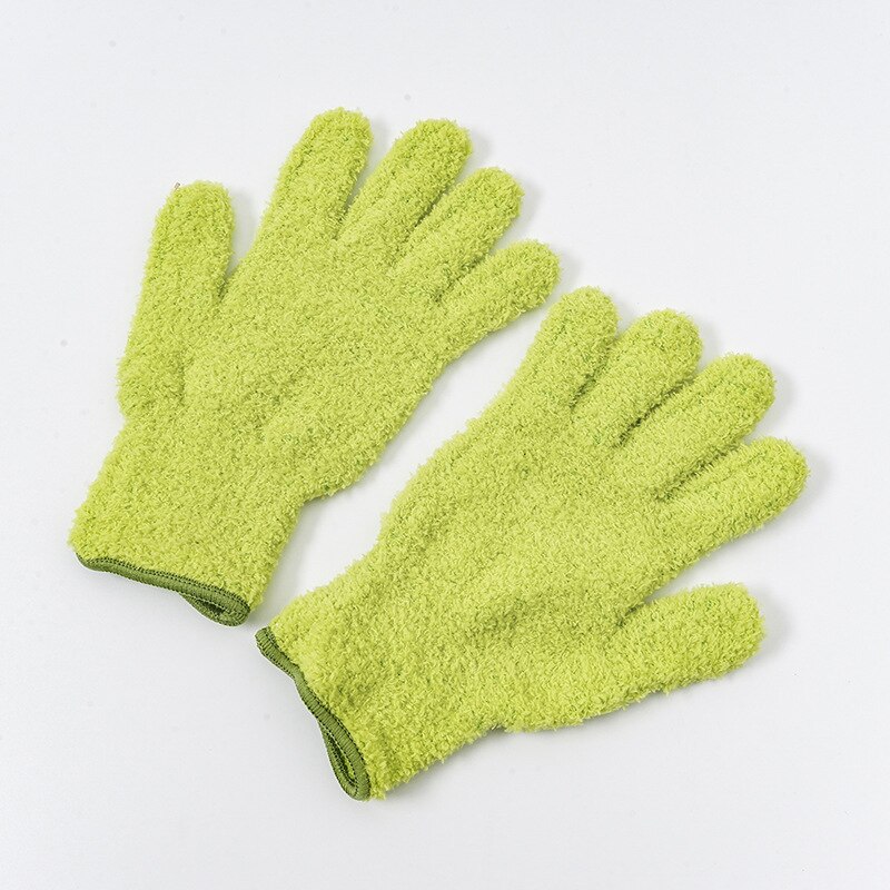 Gants anti-poussière en microfibre, 1 paire, en molleton de corail, pour le nettoyage et les travaux ménagers, absorbant: green