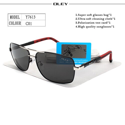 OLEY Polarisierte Sonnenbrille Männer Neue Augen Schützen Sonnenbrille Mit Zubehör Unisex fahren brille oculos de sol: Y7613 C1