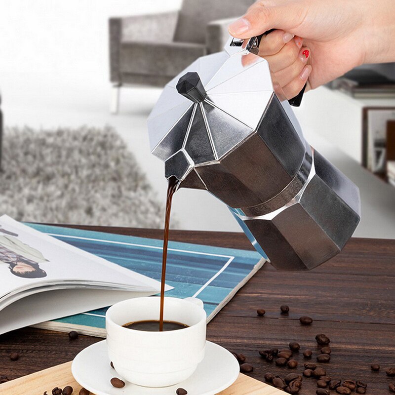 Mocha espresso percolator pot koffiezetapparaat aluminium koffiezetapparaat mokka pot fornuis koffiezetapparaat
