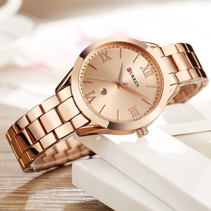 Curren casual dameshorloges dames stalen dames armband horloges damesklok relogio feminino montre femme 9007