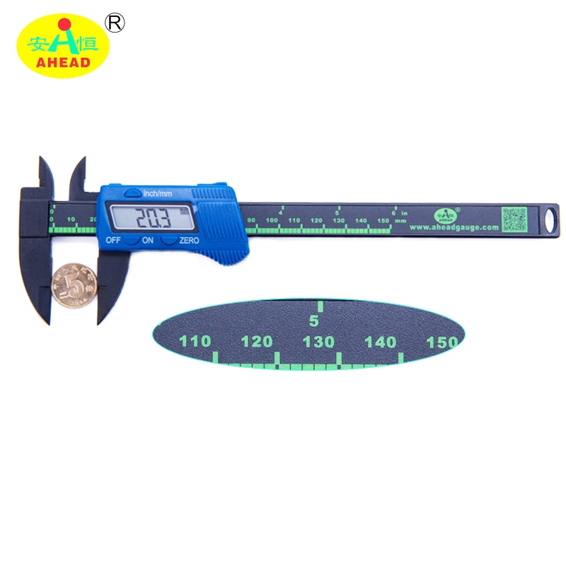 AHEAD 150mm/6" LCD Digital Electronic Carbon Fiber Vernier Caliper Gauge Micrometer Measuring Tool Factory Store Direct selling