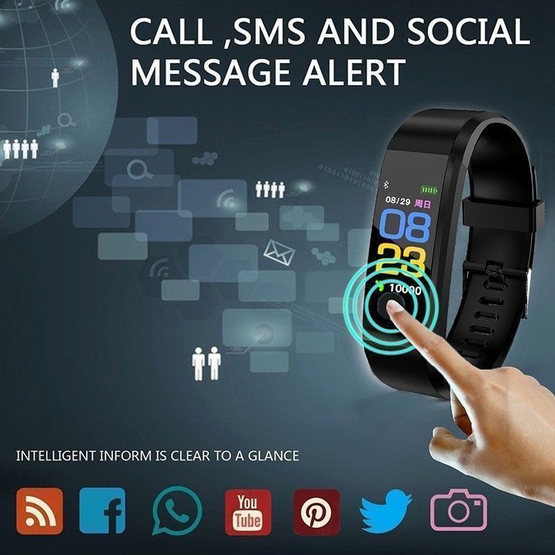 Smart Bracelet ID115 Plus Sports Pedometer Watch OLED Screen Fitness Running Walking Tracker Heart Rate Pedometer Smart Band
