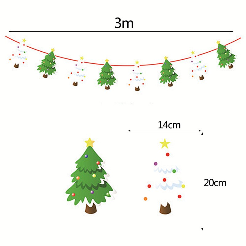 3m Länge Santa Claus Weihnachten Baum Zauberstab Hängen Papier Girlande Weihnachten Baum Dekoration Elch Socken Sterne freundlicher Frohe Weihnachten Banner: G09 christmas Baum