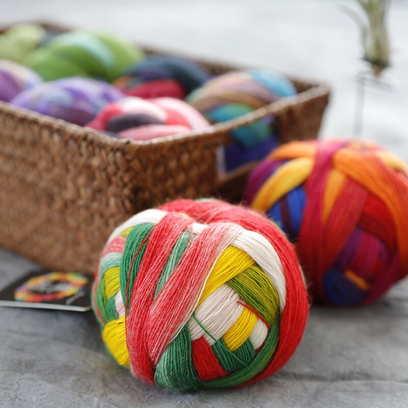 nouveauté 100g 800 m naturel doux laine arc-en-ciel espace colorant fantaisie fil unique organique Crochet fil X4012