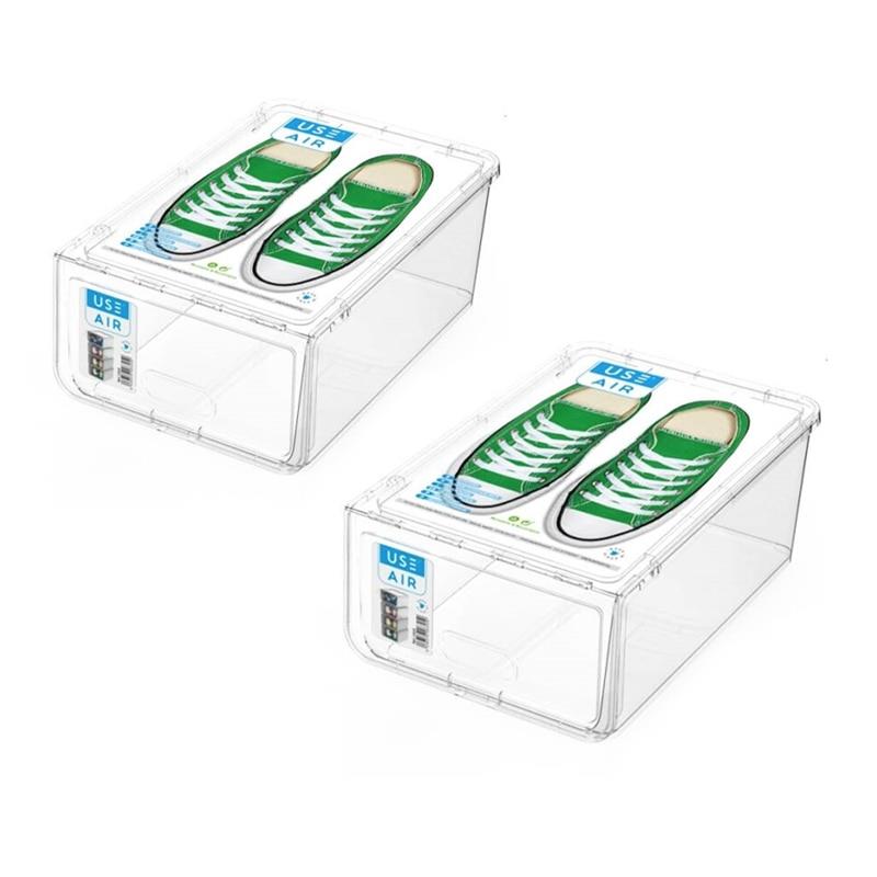 1 / 2/ 4 Packs Zapatero De Plástico Transparente Y Blanco Estante Para Zapatos A Prueba De Polvo Escaparate Moderno Simple Seguro Y Conveniente Claro Y Apilable Para Ayudar A Maximizar Su Espacio