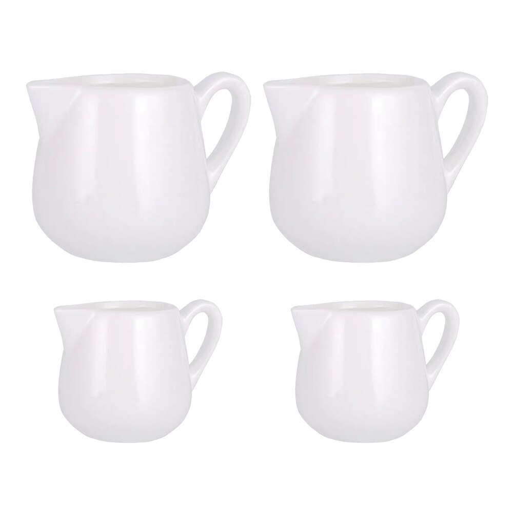 4Pcs Espresso Creamer Pitcher Coffee Syrup Container Western Food Sauce Cup (White)