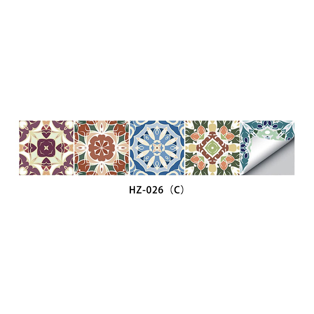 Waterproof Mediterranean Painted Tile Sticker Kitchen DIY Splicing Decorative Tile Cross-border Wall Sticker: C