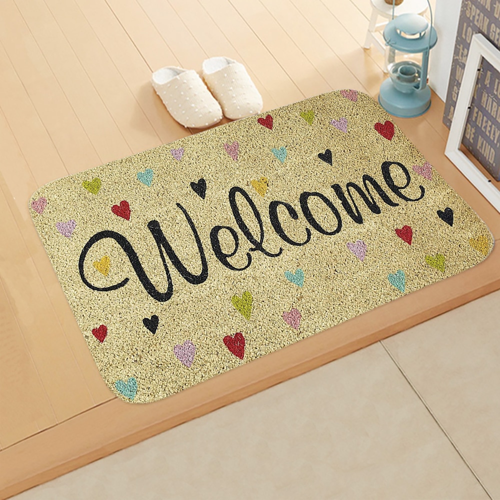 1 pièces bienvenue lettre imprimer paillassons Rectangle tapis de bain antidérapant chambre cuisine entrée imprimer tapis de sol paillassons: 1