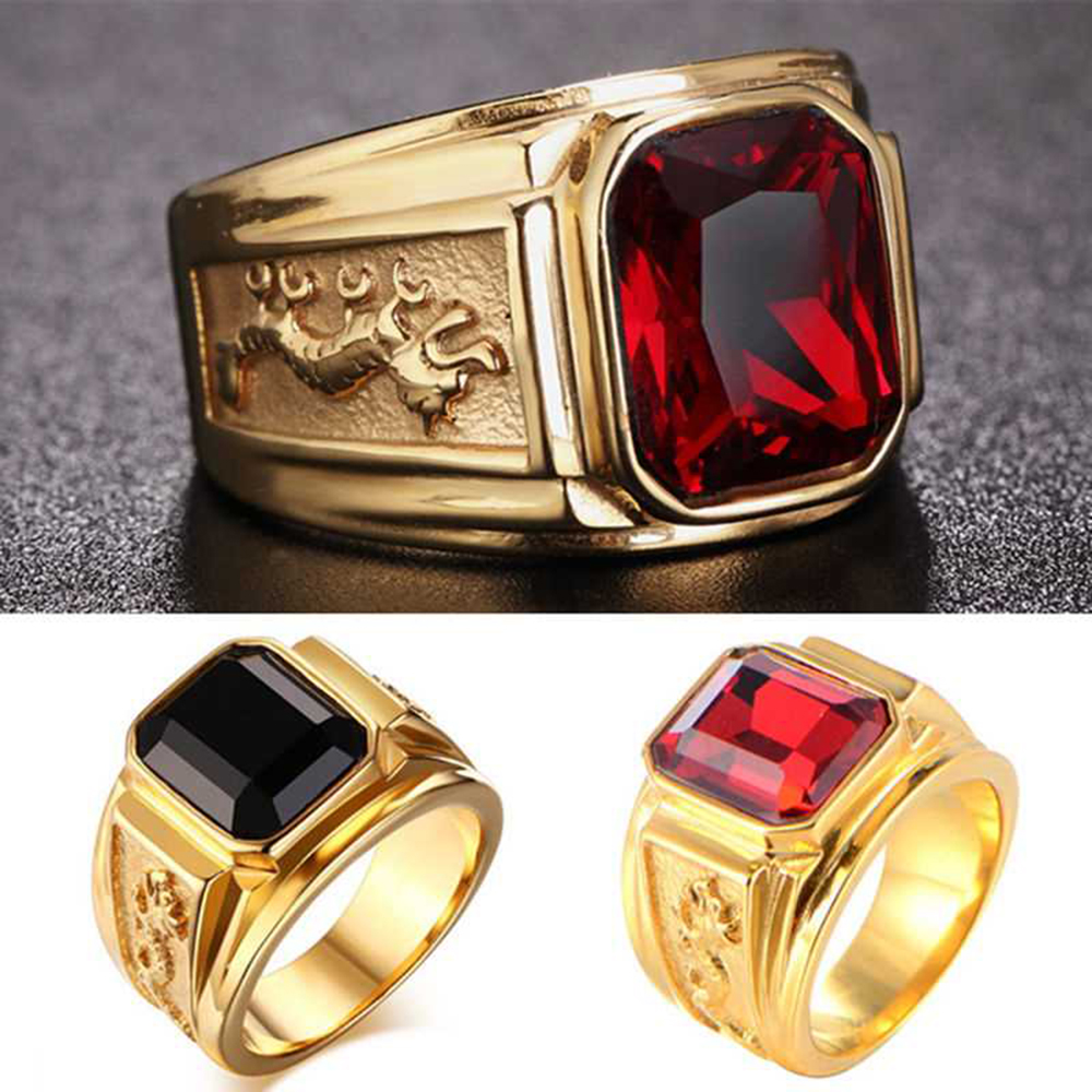 Shengmei Vintage CZ Zirkonium Stone Lichtmetalen Ring voor Mannen Mode Punk Stijl Man Ringen Bijoux mannen Sieraden
