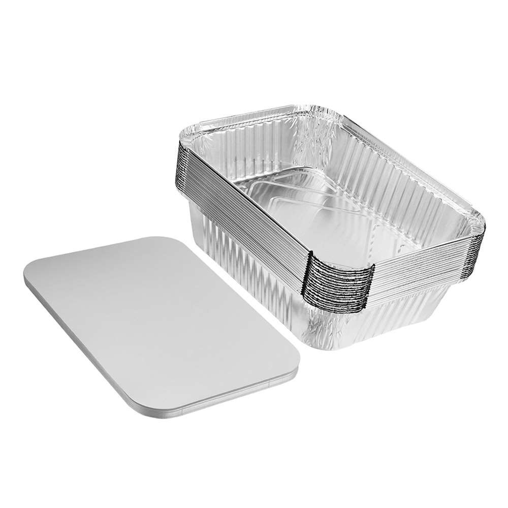 50 st 630ml engångsgrill med droppformar bricka aluminiumfolie matlåda fettfångare kastruller med lock
