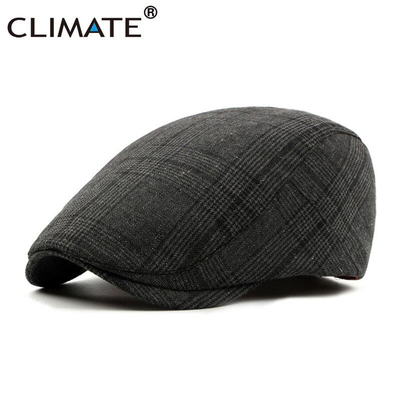 CLIMATE Men Plaid Beret Flat Cap Men Vintage Hat Berets for Men Plaid Casual British Gentleman Beret Retro Flat Caps Beret Hat: Black