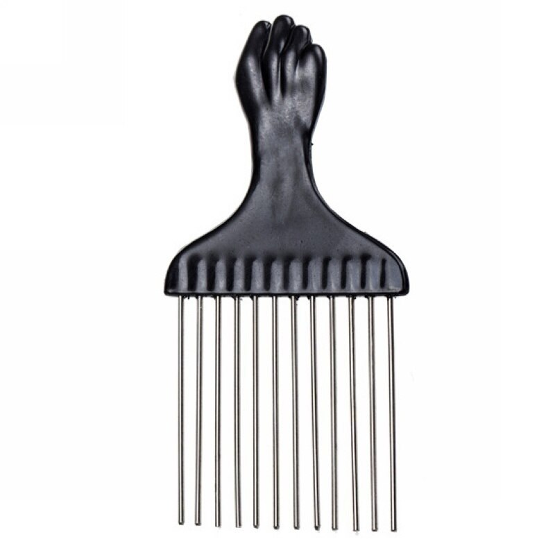 Peine africano de Metal, peine Afro, puño negro