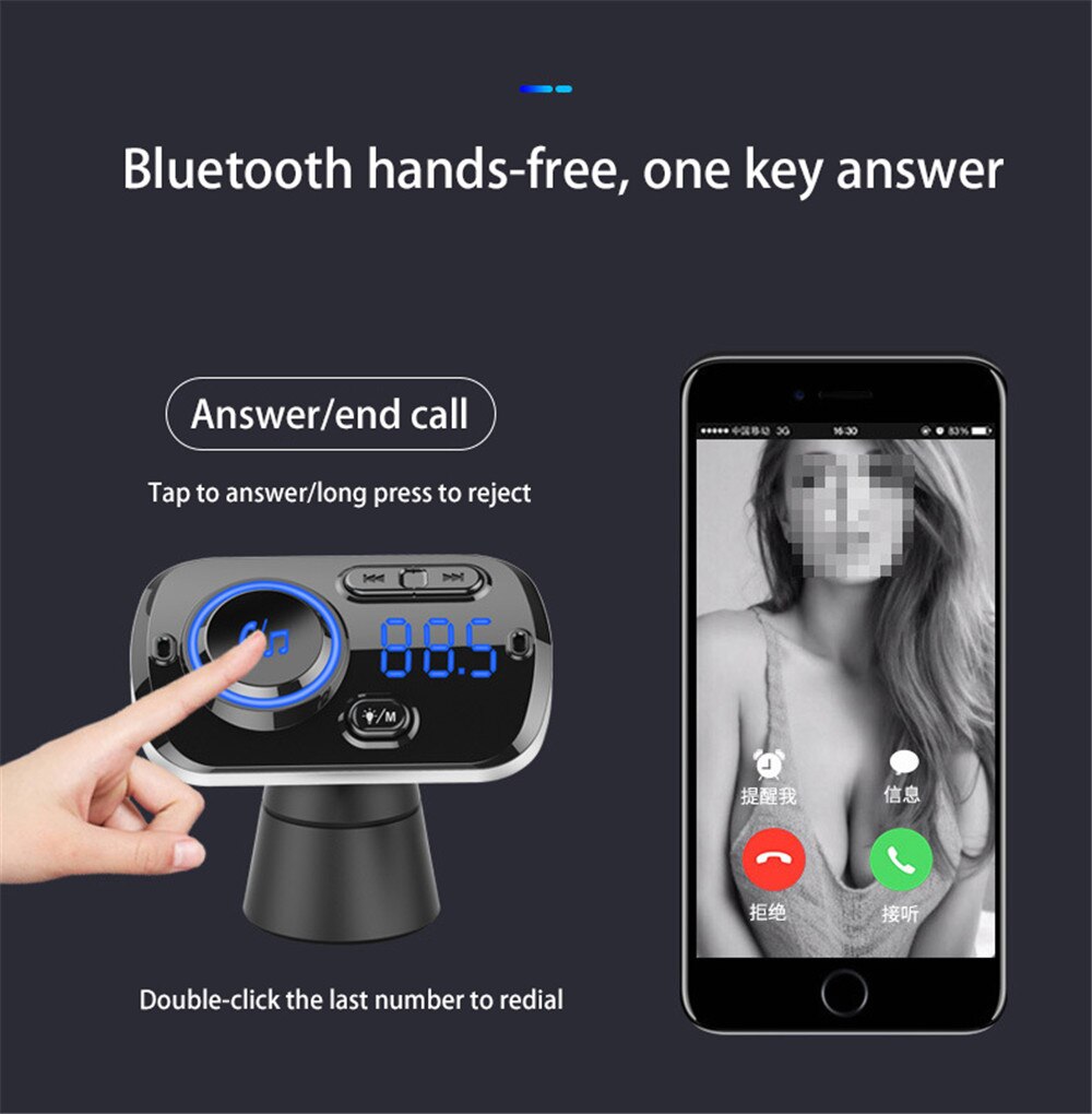 Usb Snel Opladen 3.0 Autolader Bluetooth Fm-zender MP3 Speler Draadloze Fm Radio Adapter Ondersteuning 2 Mobiele Telefoon Verbinding