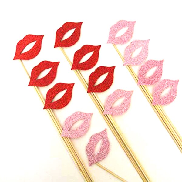 Red Props 10pcs Glitter Red Lip Photo Booth Props Handmade D... – Grandado