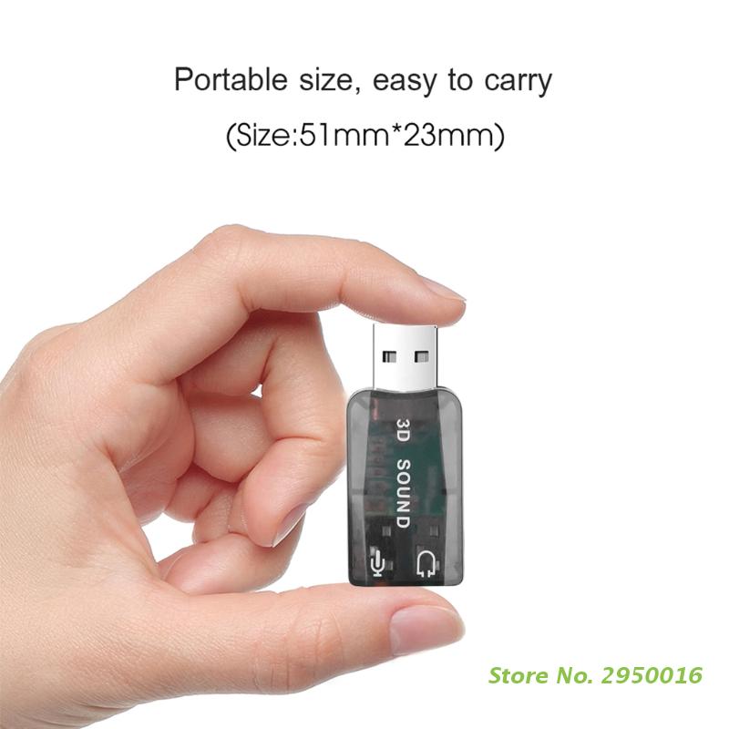 USB to 3.5mm Jack Audio Adapter USB 2.0 to Aux Mic Headphone External 3D Sound Card HFR8103 Chip for PC