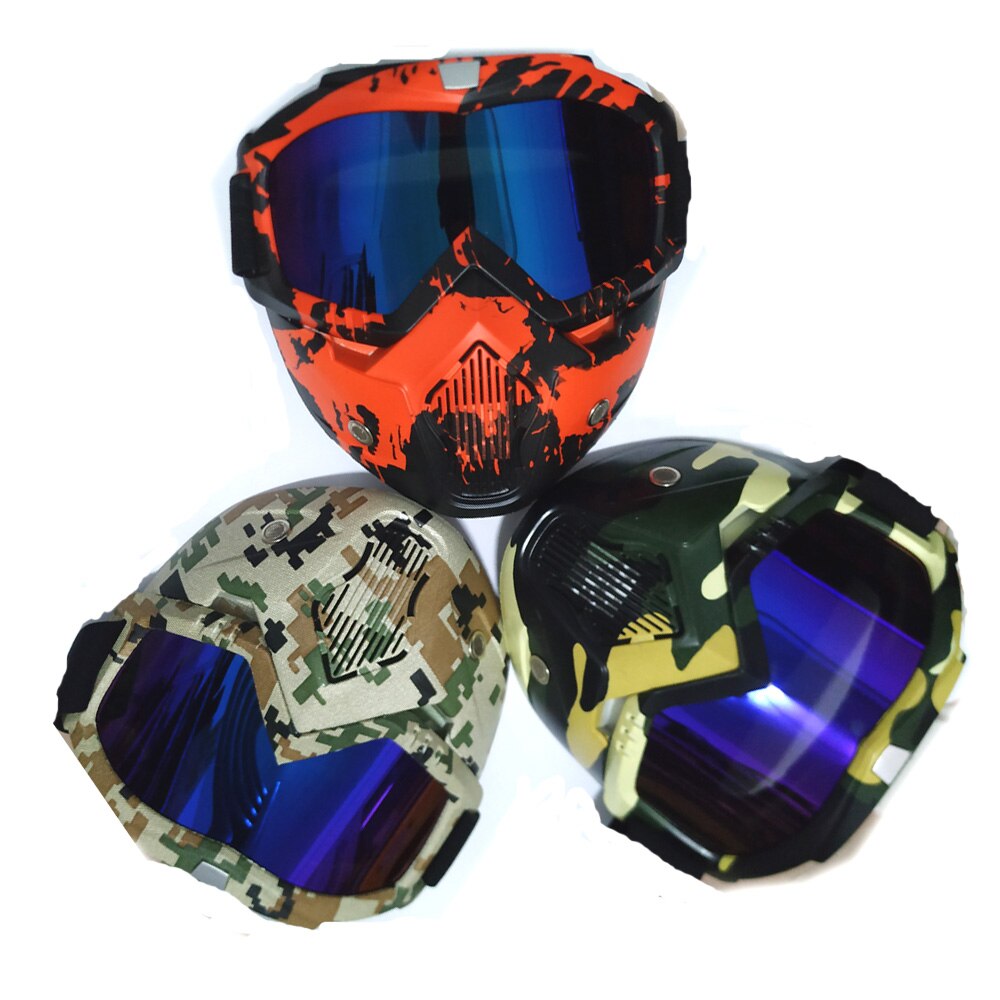 Máscara de gafas de Motocross, gafas de sol, esquí, Skate, máscara de casco facial Vintage, gafas de Motocross desmontables, casco Jet para Scooter