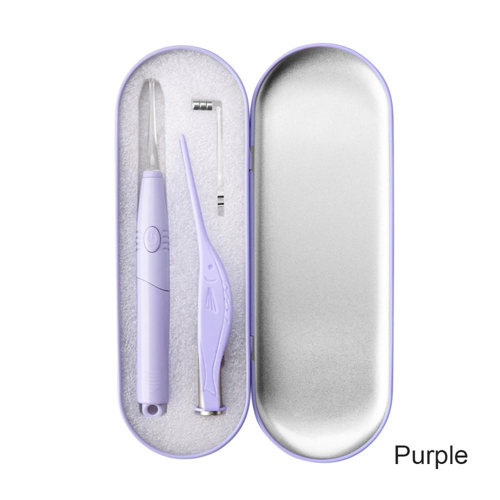 Baby Ear Cleaner Wax Removal Tool Flashlight Earpick Earwax Remover Luminous Curette Light Spoon: Purple 