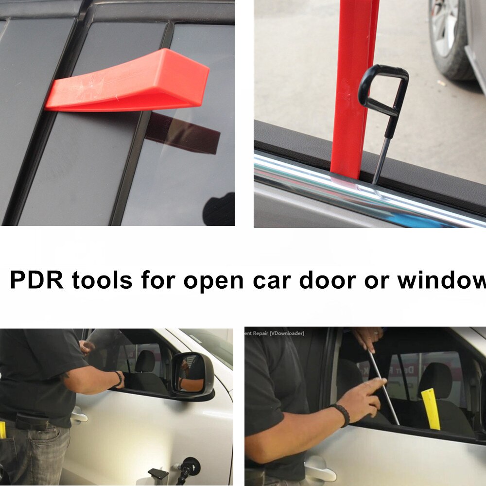 drücken Stangen Haken Werkzeuge mit Auto Radio entfernung gummi Hammer Ausbeulen ohne Reparatur Auto Delle Entfernen Bausatz für Hagel schaden