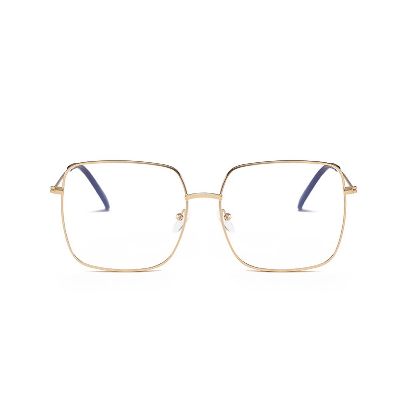 Gafas planas de Metal grande y cuadrado, gafas transparentes para mujer, montura de prescripción, montura de gafas, gafas de protección contra luz azul: Dorado
