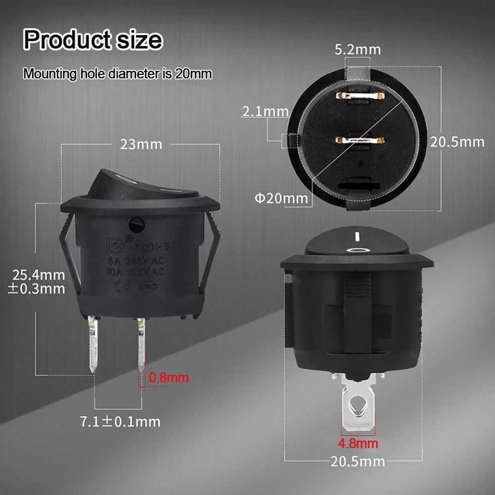 12V 24V Circular Switch 20MM Mini ON/OFF Switch Push Button Switch Toggle Switch Round Rocker Switch Auto Car