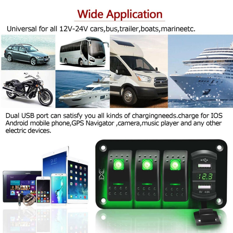 12V-24V 4 Gang Toggle Rocker Switch Panel USB Car ... – Grandado