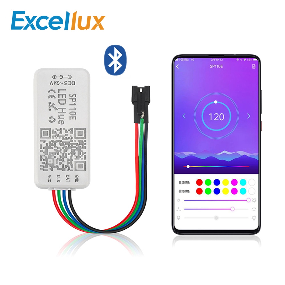 SP110E Bluetooth Controller DC5-12V For WS2812B SK6812 RGB/RGBW Magic Lights LED Pixel Strip Smart Phone APP Control IOS/Android