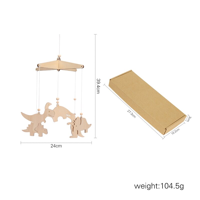 7Pc Assemblage Rammelaars Beugel Setinfant Wieg Mobiele Bed Bel Beugel Bescherming Pasgeboren Baby Speelgoed Houten Bed Bel Accessoires: Dinosaur bed bell