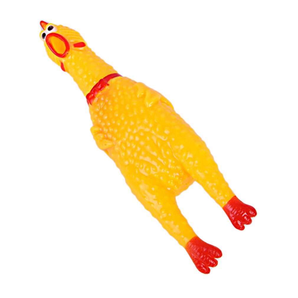 Jouet drôle pour animaux de compagnie Squawking coq hurlant poulet en caoutchouc rétrécissant coq jaune attrayant chien chat chiot jouet sonore