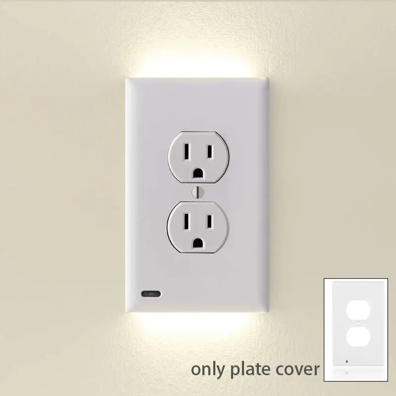 Couvercle de prise électrique Duplex, plaque murale de prise enfichable avec veilleuses LED haut et bas, capteur automatique: vert militaire