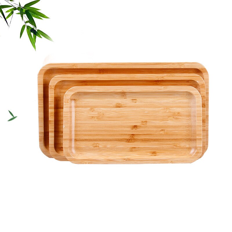 Rektangel form bambus pan plade frugt retter underkop te bakke dessert middag brød plade