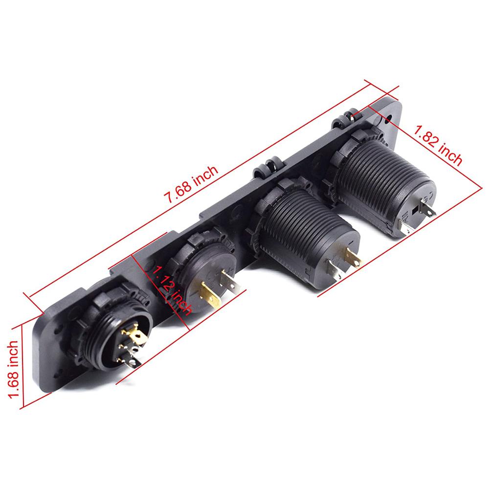 Dual Usb Socket Charger 2.1A & 2.1A + Led Voltmeter + 12V Stopcontact + On-Off Toggle schakelaar Vier Functies Panel Voor Auto Boot
