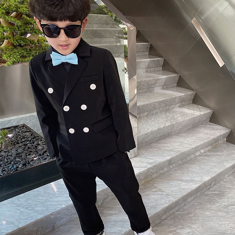 Costume formel pour garçon, ensemble de vêtements pour enfants, Blazer à Double boutonnage, pantalon, motif floral, Piano de mariage, Costume de récital, beau