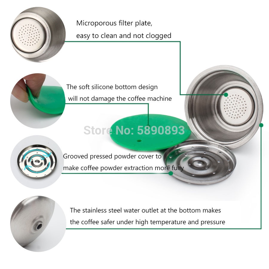 Cápsula de Metal de acero inoxidable, Compatible con máquina de café dolce gusto, cápsula reutilizable rellenable