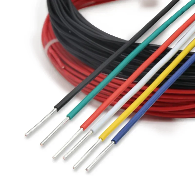 5Meters UL1007 Single Core Copper Wire 26 24 22 20 18 16 14 AWG PVC Insulation Solid Tinned Plating Line Electric Cable Line