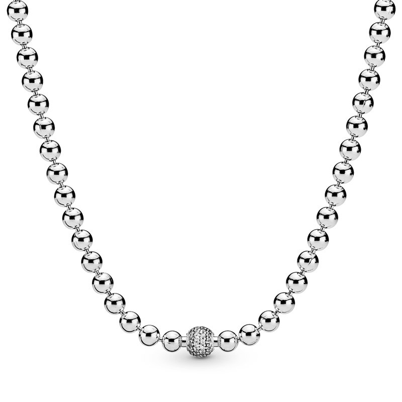 Original Chunky Unendlichkeit Knoten Perlen Schiebe Mich Link Schlange Kette Halskette Für 925 Sterling Silber Perle Charme DIY Schmuck: 4 / 45cm
