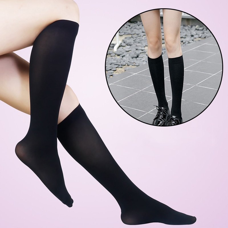 Thin Socks Female Uniform Solid Color Half Leg Calf Socks Japanese Tube Sock College Student Socks Knee Long Tube Summer Autumn