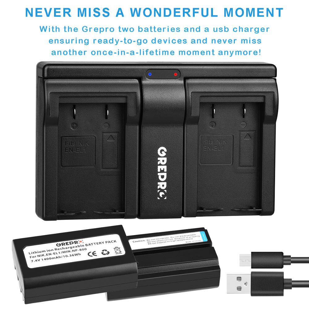 2Pcs EN-EL1 EN EL1 NP-800 NP 800 Battery for Nikon Coolpix 500, 775, 880, 885, 990, 995, 4300, 4500, 4800, 5000, 5400 5700 ENEL1