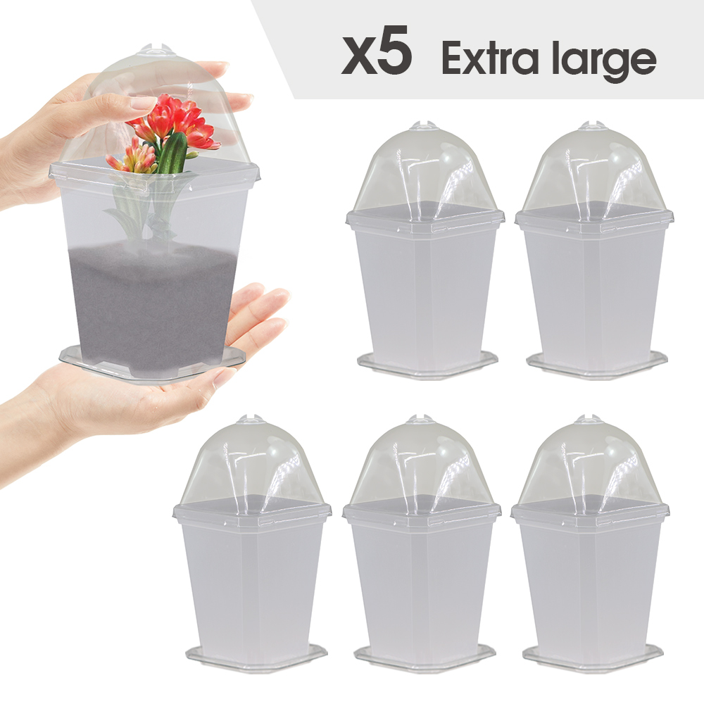 4-maten tuinkwekerij zaailingbeker met warmer deksel vochtigheidskoepel voor binnenkas bloempotten container kweekpotten: Blauw